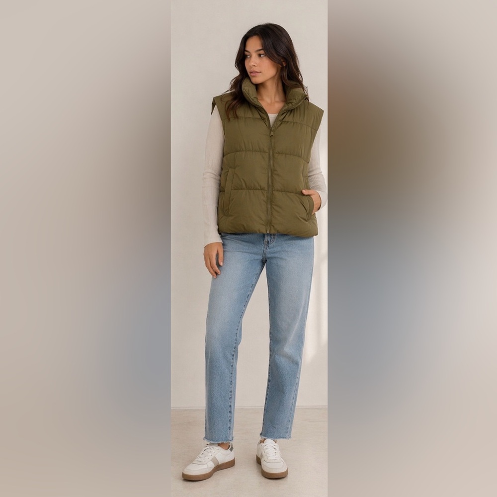 H&M Khaki Green Puffer Vest